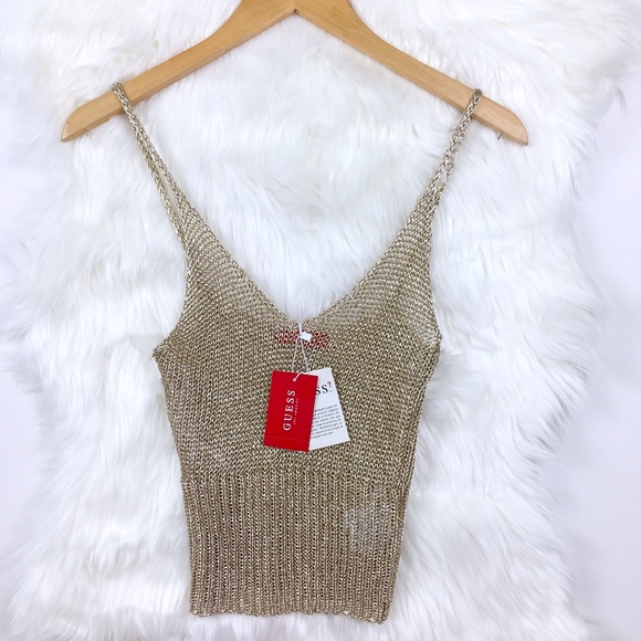 metallic crochet top